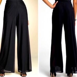 Tadashi Collection Black Mesh Overlay Wide Leg Pull On Pants Large Neutral Goth